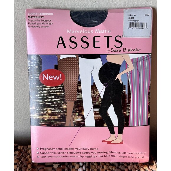 Marvelous Mama Assets Spanx Black Opaque Stripe Footless Maternity Tights Size 4 - Picture 1 of 4
